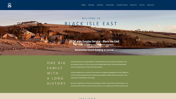 Screenshot of the Black Isle East Church of Scotland website