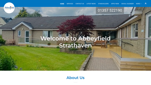 Screenshot of the Abbeyfield Strathaven District Society Ltd website