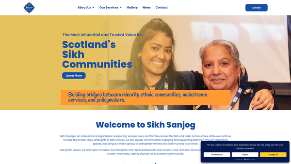 Screenshot of the Sikh Sanjog website
