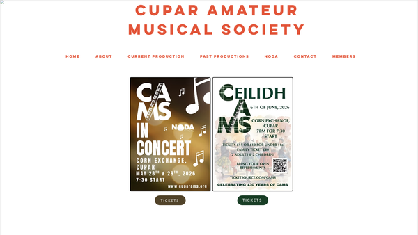 Screenshot of the Cupar Amateur Musical Society website