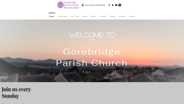 Screenshot of the Gorebridge Parish Church (Church  of Scotland) website