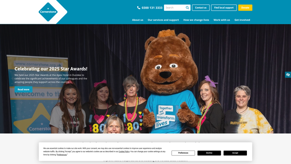 Screenshot of the Cornerstone Community Care website