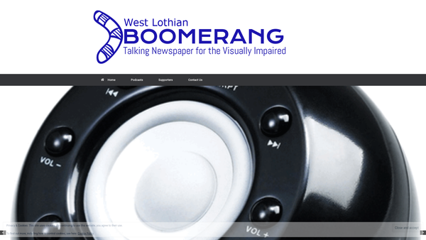 Screenshot of the West Lothian Boomerang Talking Newspaper website