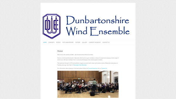 Screenshot of the Dunbartonshire Wind Ensemble Trust website