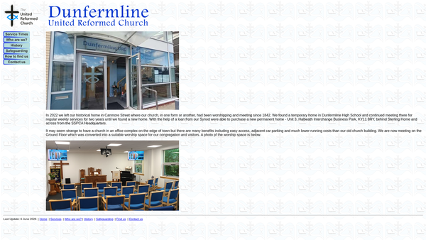 Screenshot of the Dunfermline United Reformed Church website