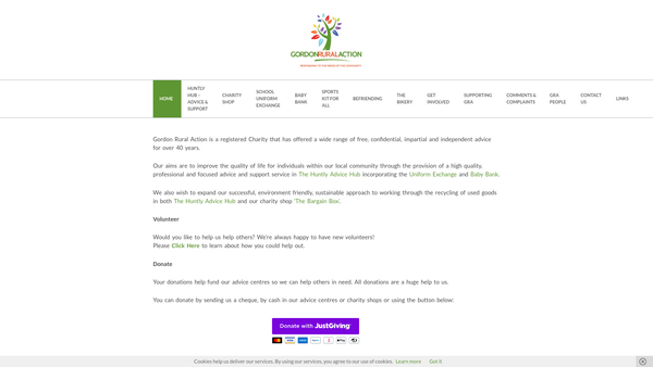 Screenshot of the Gordon Rural Action website
