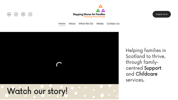 Screenshot of the Stepping Stones For Families website