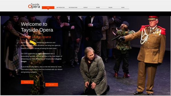 Screenshot of the Tayside Opera website