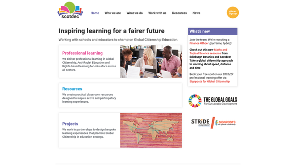 Screenshot of the Scottish Development Education Centre website