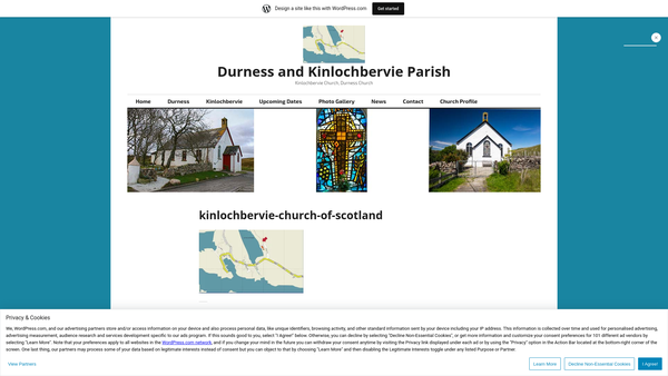 Screenshot of the Durness & Kinlochbervie Church Of Scotland website