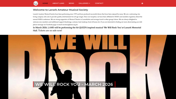 Screenshot of the Lanark Amateur Musical Society website