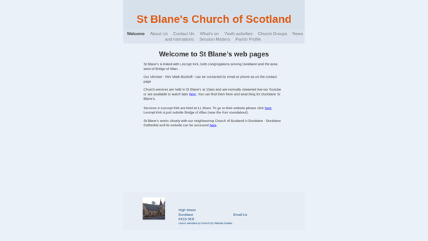 Screenshot of the Dunblane: St Blane's Church of Scotland website