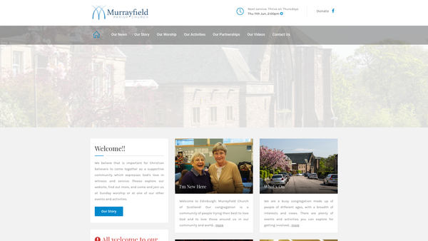 Screenshot of the Edinburgh Murrayfield Parish Church of Scotland website