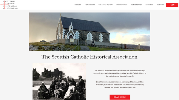 Screenshot of the Scottish Catholic Historical Association website