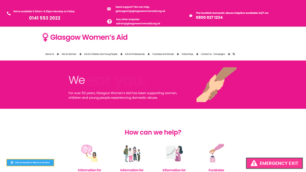 Screenshot of the Glasgow Women's Aid website