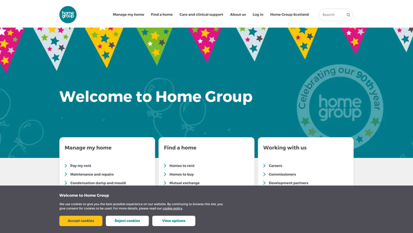 Screenshot of the Home Group Scotland website