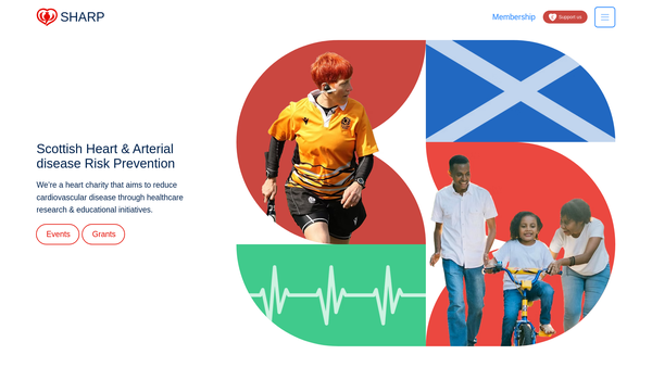 Screenshot of the Scottish Heart & Arterial Disease Risk Prevention Group - Sharp website