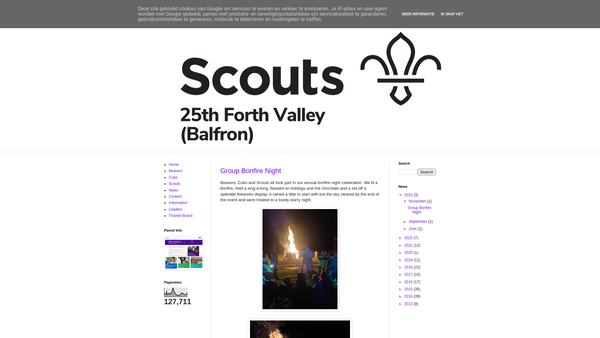 Screenshot of the 25th Forth Valley Balfron Scouts Group website
