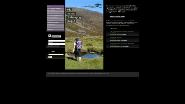 Screenshot of the The Cairngorms Campaign website