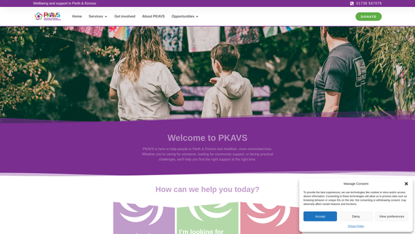 Screenshot of the Perth And Kinross Association Of Voluntary Service Limited website