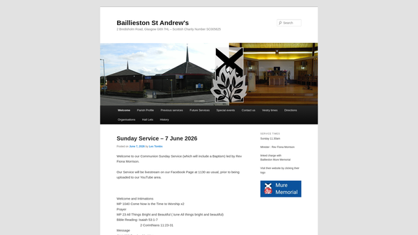 Screenshot of the Baillieston St Andrews Church of Scotland, Glasgow website