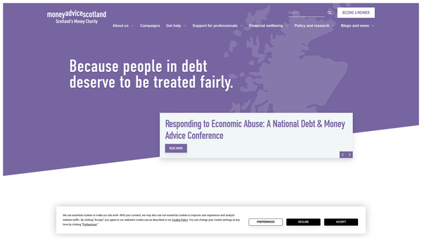 Screenshot of the Money Advice Scotland website