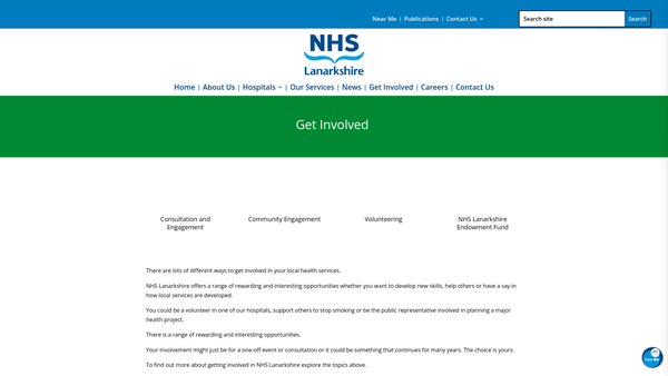 Screenshot of the Lanarkshire Health Board Endowment Funds website