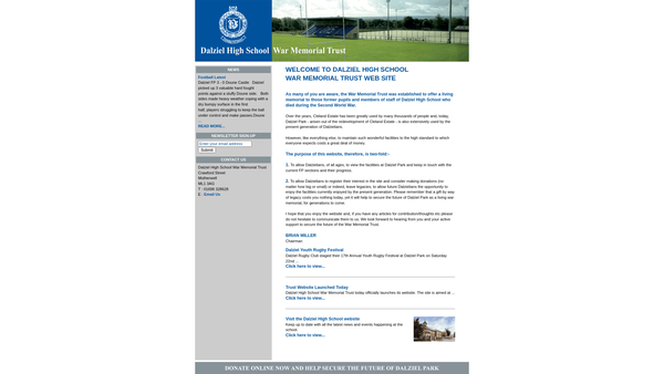 Screenshot of the Dalziel High School Memorial Trust website