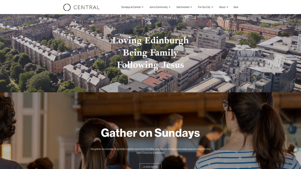 Screenshot of the Central website