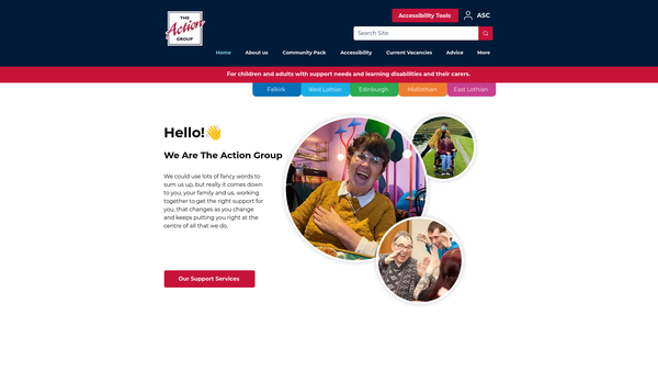 Screenshot of the The Action Group website