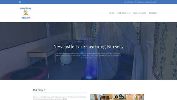 Screenshot of the Newcastle Early Learning Nursery website