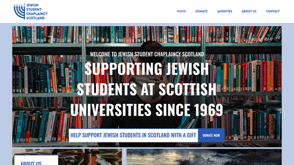 Screenshot of the Jewish Student Chaplaincy Scotland website