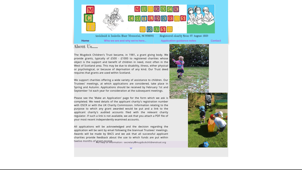 Screenshot of the Mugdock Childrens Trust - Archibald & Isabella Barr Memorial website