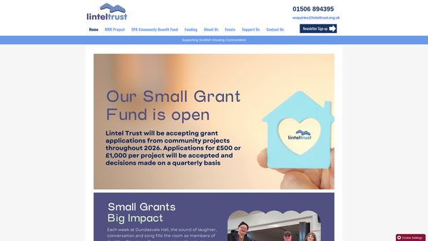 Screenshot of the The Lintel Trust website