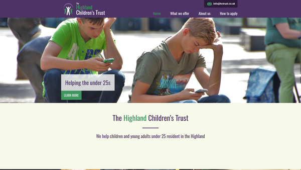 Screenshot of the Highland Childrens Trust Scheme 1983 website