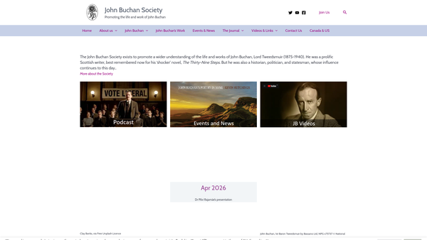 Screenshot of the John Buchan Society website