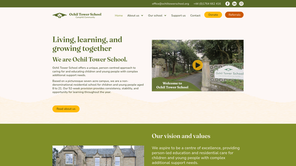 Screenshot of the Ochil Tower School Limited website