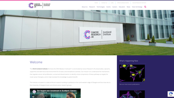 Screenshot of the Beatson Institute For Cancer Research website