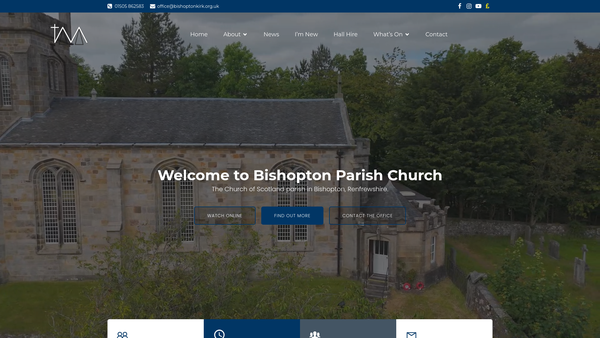 Screenshot of the Bishopton Parish Church (Church of Scotland) website