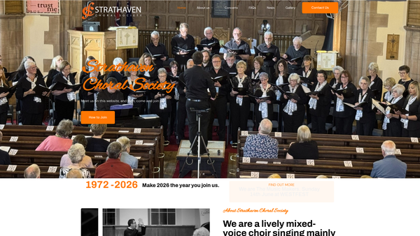 Screenshot of the Strathaven Choral Society website