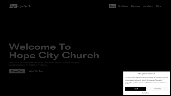 Screenshot of the The Vine Church Limited website