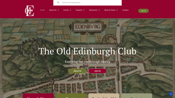 Screenshot of the Old Edinburgh Club website