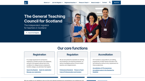 Screenshot of the General Teaching Council For Scotland website