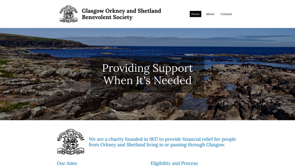 Screenshot of the Glasgow Orkney & Shetland Benevolent Society website