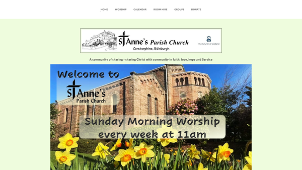 Screenshot of the Edinburgh: Corstorphine St Anne's Parish Church (Church of Scotland) website