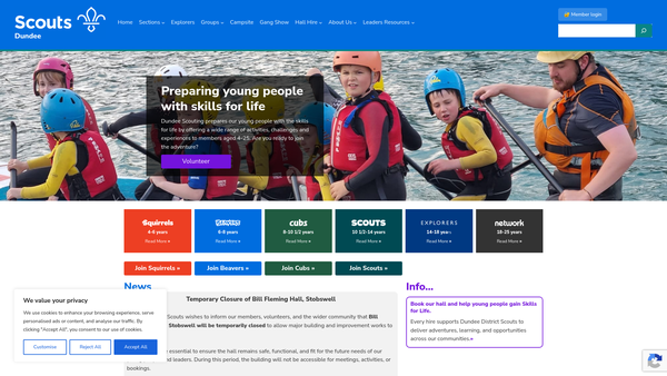 Screenshot of the 49th Dundee Scout Group website