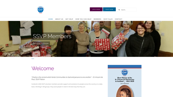 Screenshot of the Society of St. Vincent De Paul (Scotland) website