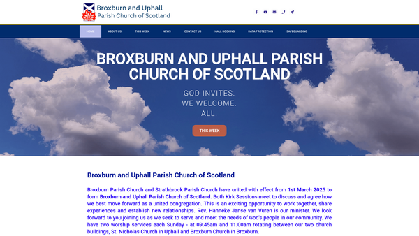 Screenshot of the Broxburn and Uphall Parish Church of Scotland website