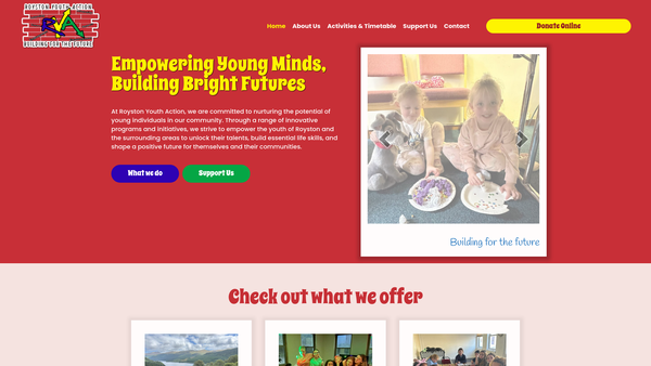 Screenshot of the Royston Youth Action website