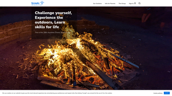 Screenshot of the 28th Ayrshire (Troon) Scout Group website
